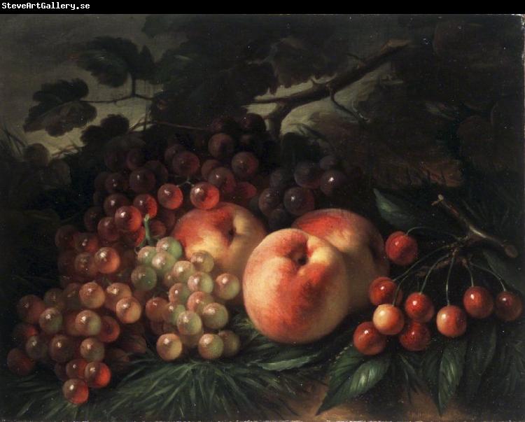 George Henry Hall Peaches Grapes and Cherries